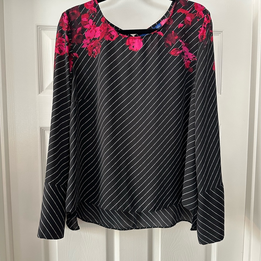 Floral Black and Pink Women's Top